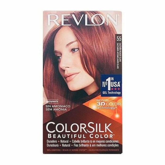 Haarkleur Zonder Ammoniak Colorsilk Revlon 929-95554 Licht kastanjebruin (1 Stuks)
