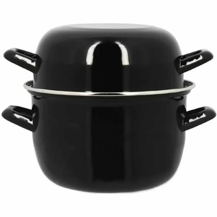 Casserolepan met deksel Menastyl Zwart Glazed enamelled steel 2 Onderdelen