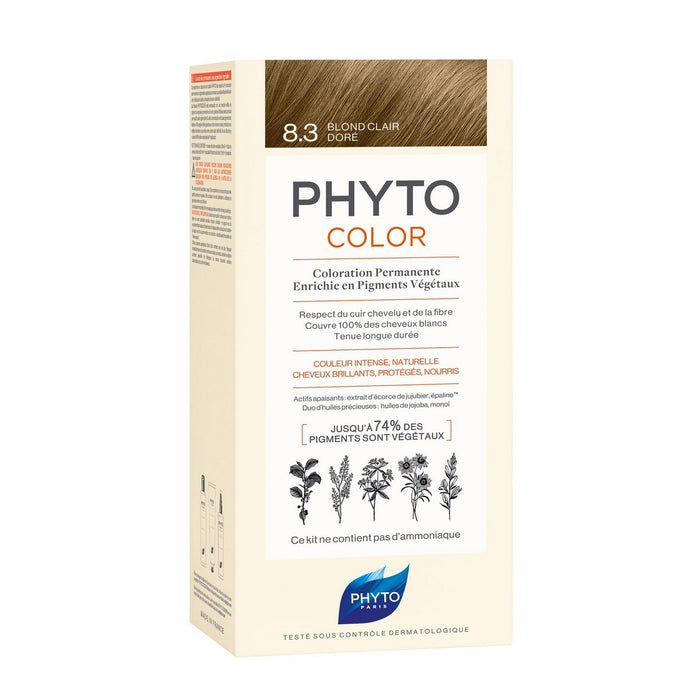 Permanente kleur Phyto Paris Color 8.3-light golden blonde 3 Onderdelen