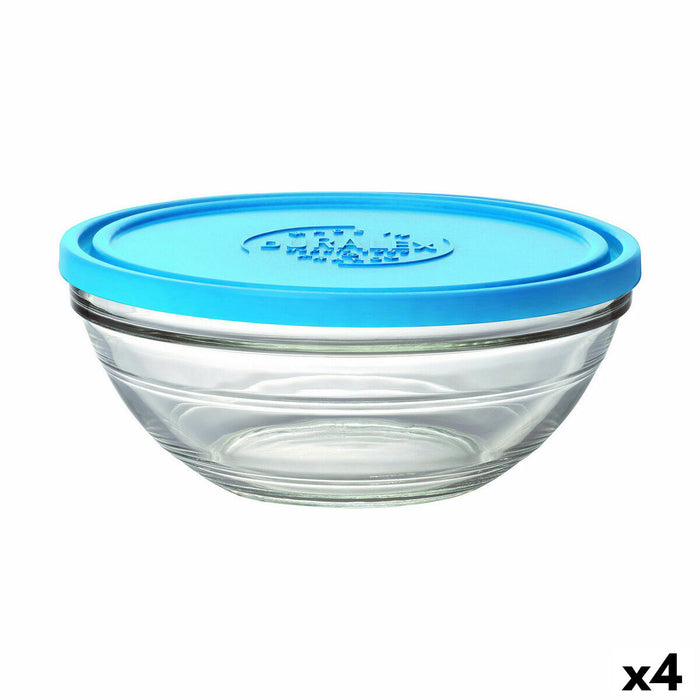 Ronde Lunchtrommel met Deksel Duralex FreshBox Blauw 2,4 L (4 Stuks)