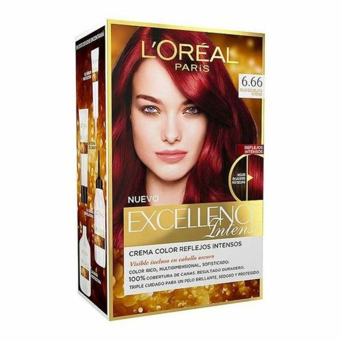 Permanente Kleur Excellence Intense L'Oreal Make Up Excellence Intense Intense Scarlet Red (1 Stuks)