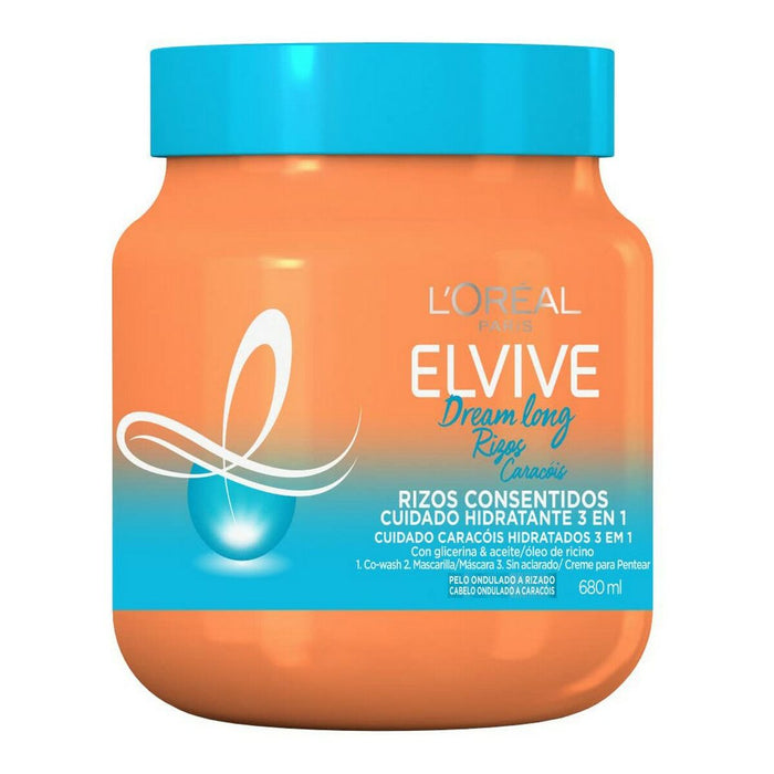 Hydraterend Masker L'Oreal Make Up Elvive Dream Long 3 in 1 Afgetekende en gedefinieerde krullen (200 ml)