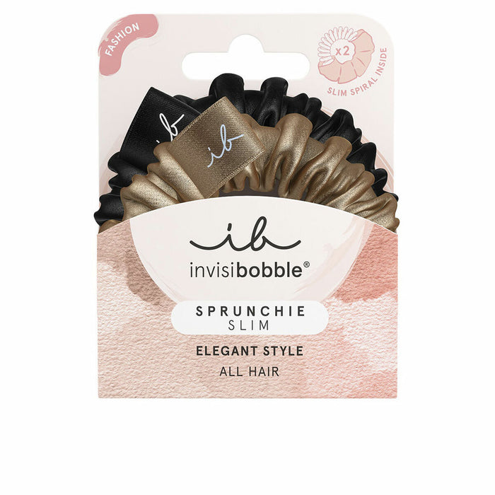 Haarelastiekjes Invisibobble   Zwart Gouden (2 Stuks)