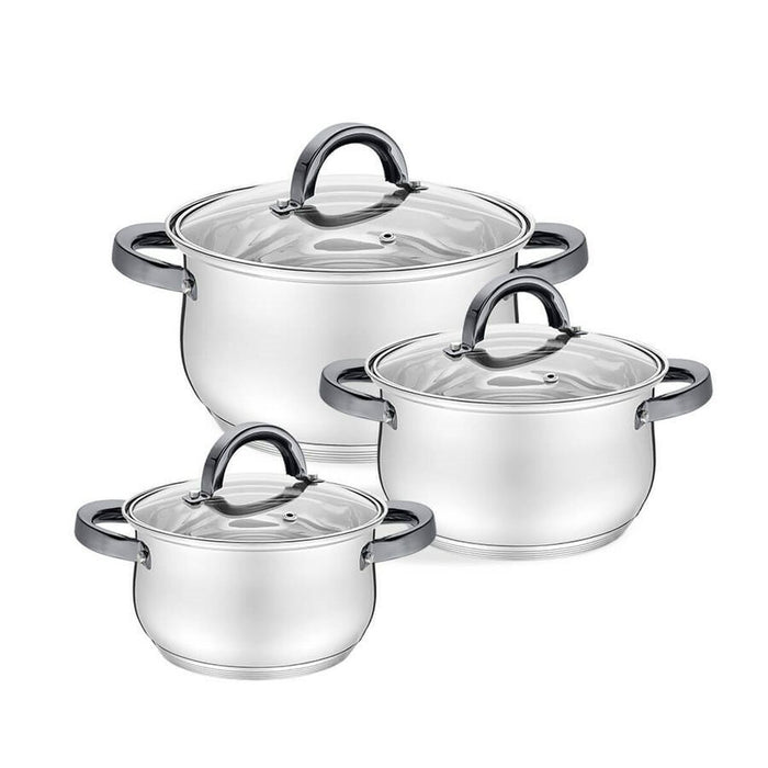 Casserolepan met deksel Feel Maestro MR-3522-6M-BLACK Zilverkleurig Staal Roestvrij staal Ø 18 cm Ø 20 cm Ø 16 cm 2,5 L 1,8 L 3,