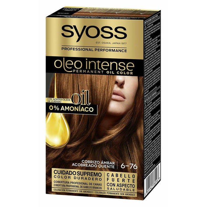 Permanente Kleur Syoss Olio Intense Geen ammoniak Nº 6.76 Cobrizo ambar