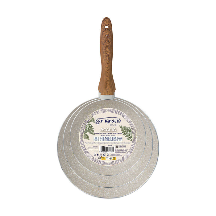 Pannenset San Ignacio Crème Aluminium Ø 16 x 3,5 cm Ø 20 x 4,5 cm Ø 24 x 4,5 cm 3 Onderdelen