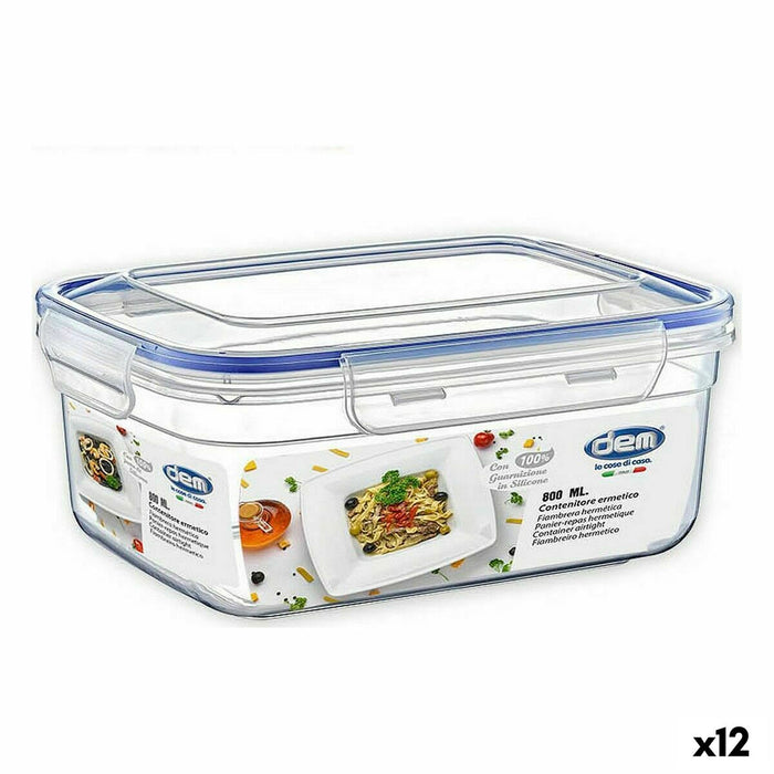 Hermetische Lunchtrommel Dem Rechthoekig 800 ml 17 x 13 x 8 cm (12 Stuks)