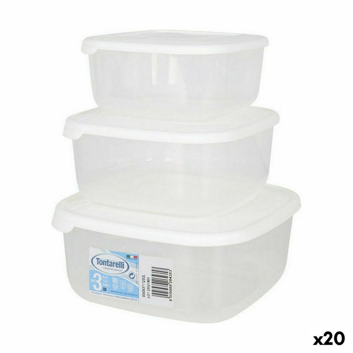 Set 3 Lunchboxen Tontarelli Family Wit 20 x 20 x 9,4 cm (20 Stuks)
