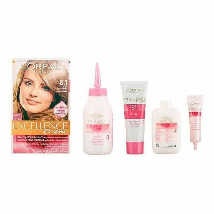 Permanente Kleur Excellence L'Oreal Make Up Excellence Light Asblond Nº 9.0-rubio muy claro Nº 8.0-rubio claro 192 ml