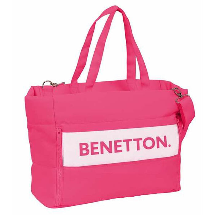 Tas met laptopvak Benetton Fuchsiaroze 54 x 31 x 17 cm
