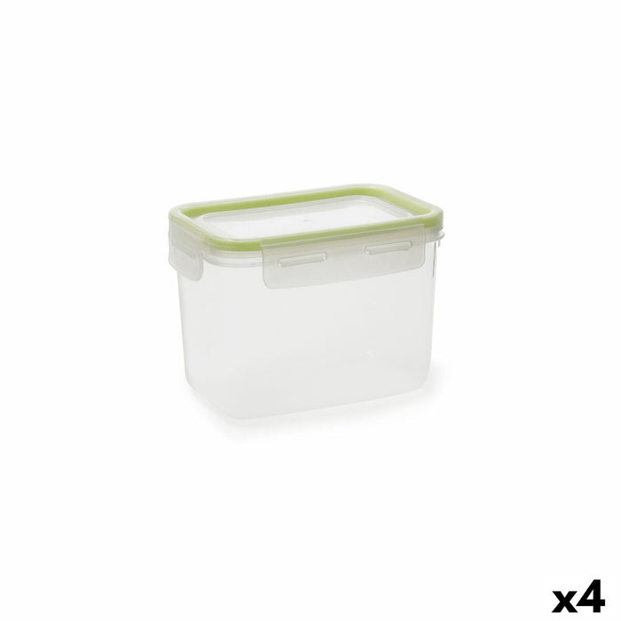 Hermetische Lunchtrommel Quid Greenery Transparant Plastic Rechthoekig 1,05 L (4 Stuks)