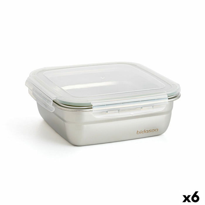 Hermetische Lunchtrommel Bidasoa Theo 18,3,5 x 18,3 x 6,8 cm Zilverkleurig 1,2 L Metaal