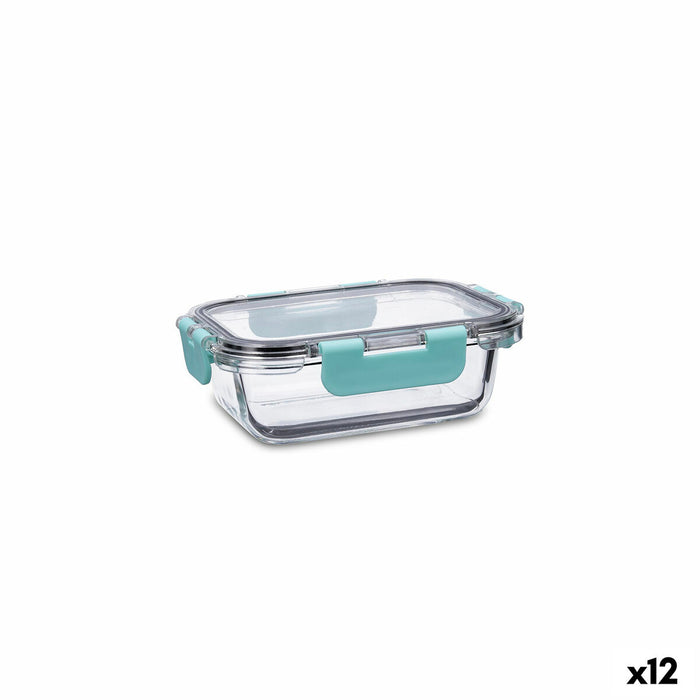 Hermetische Lunchtrommel Quid Purity Rechthoekig 370 ml Transparant Glas (12 Stuks)