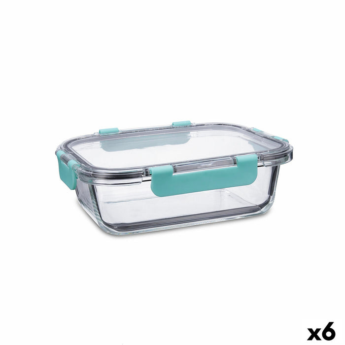 Hermetische Lunchtrommel Quid Purity Rechthoekig 1,04 L Transparant Glas (6 Stuks)