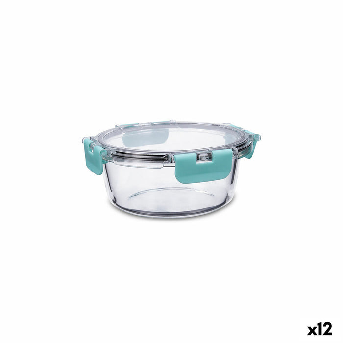 Hermetische Lunchtrommel Quid Purity Rond 640 ml Transparant Glas (12 Stuks)