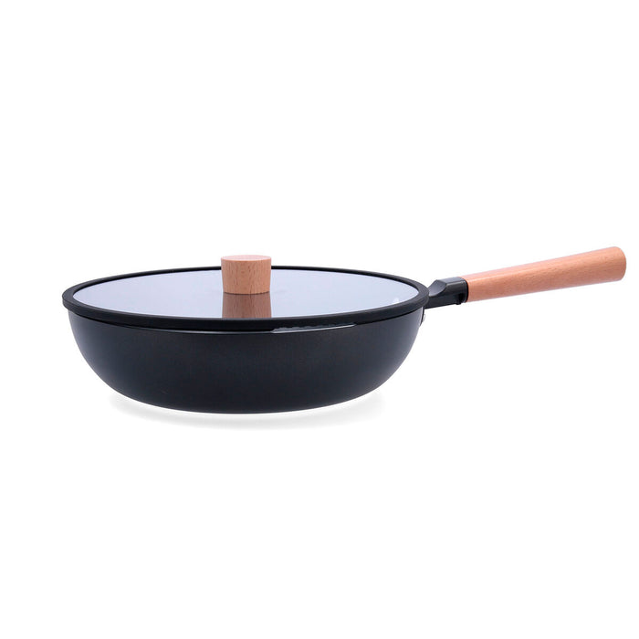Casserolepan met deksel Quid Naturalia Zwart Metaal 28 cm Met deksel Stoofschotels