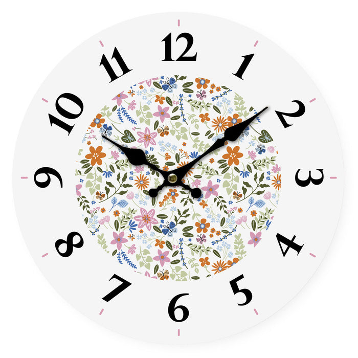 Muurklok Versa Hout Blommor 4 x 30 x 30 cm