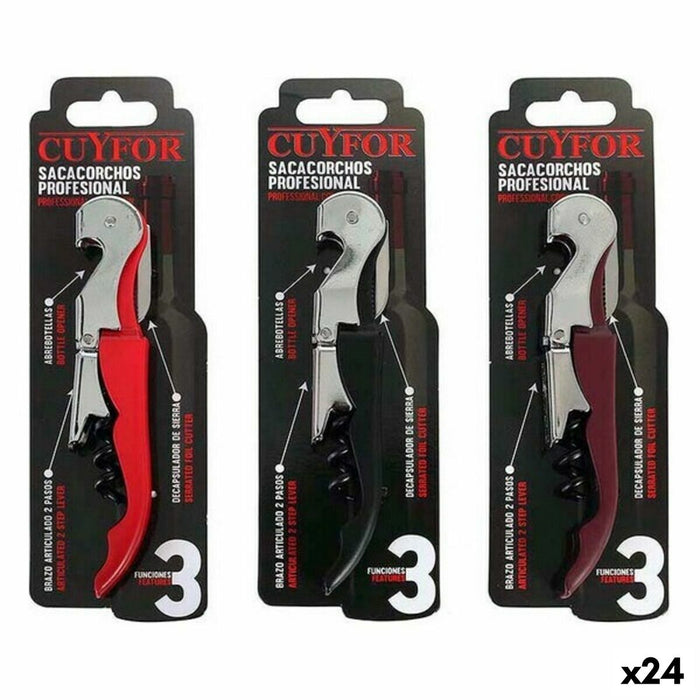 Kurkentrekker met loodsnijder en flessenopener Cuyfor 8423607130017 12,5 x 2,5 cm (24 Stuks) (12,5 x 2,5 cm)