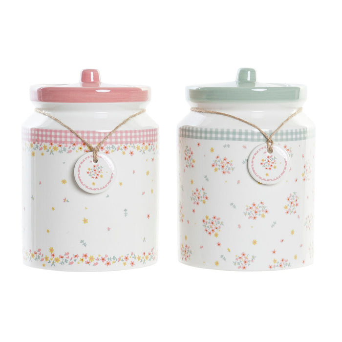 Tin DKD Home Decor Groen Roze Vichy 15,5 x 15,5 x 21 cm (2 Stuks)