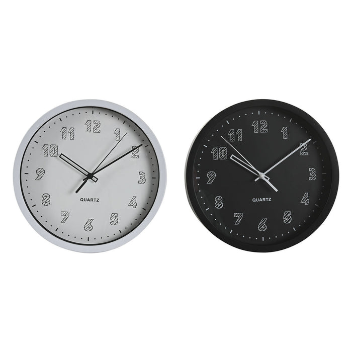Muurklok DKD Home Decor Wit Zwart PVC 25,4 x 4 x 25,4 cm (2 Stuks)