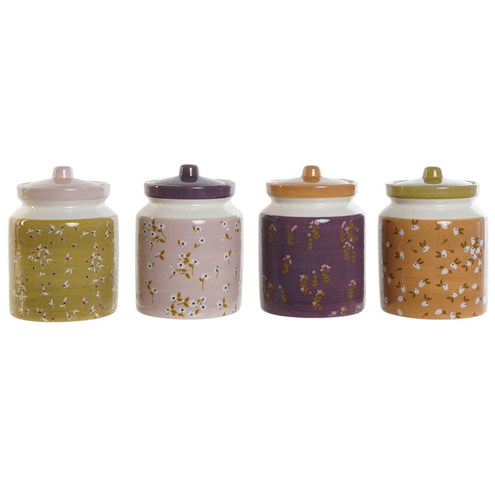 Tin DKD Home Decor Groen Roze Mosterd Lila Dolomite Shabby Chic 1 L 12 x 12 x 16 cm (4 Stuks)
