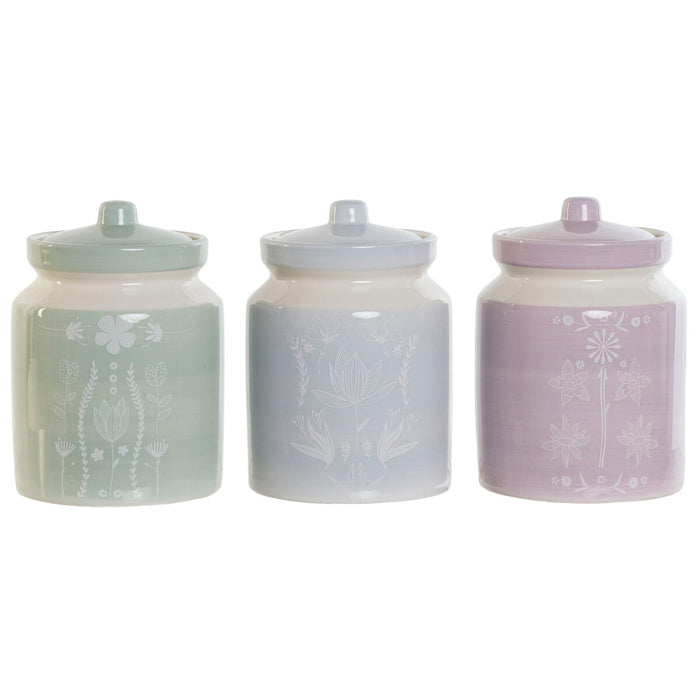 Tin DKD Home Decor Blauw Groen Lila Dolomite 12 x 12 x 16 cm (3 Stuks)