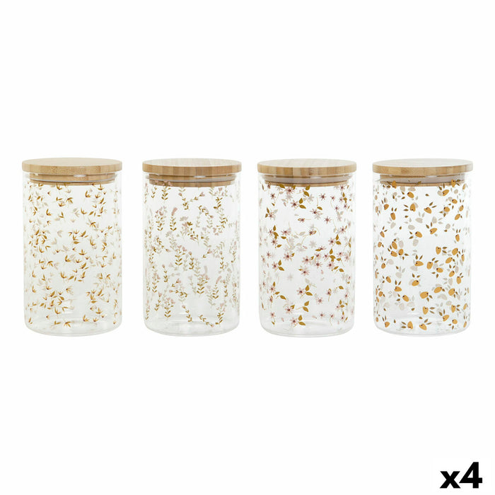 Tin DKD Home Decor Bamboe Borosilicaatglas Shabby Chic 1 L 10 x 10 x 17 cm (4 Stuks)