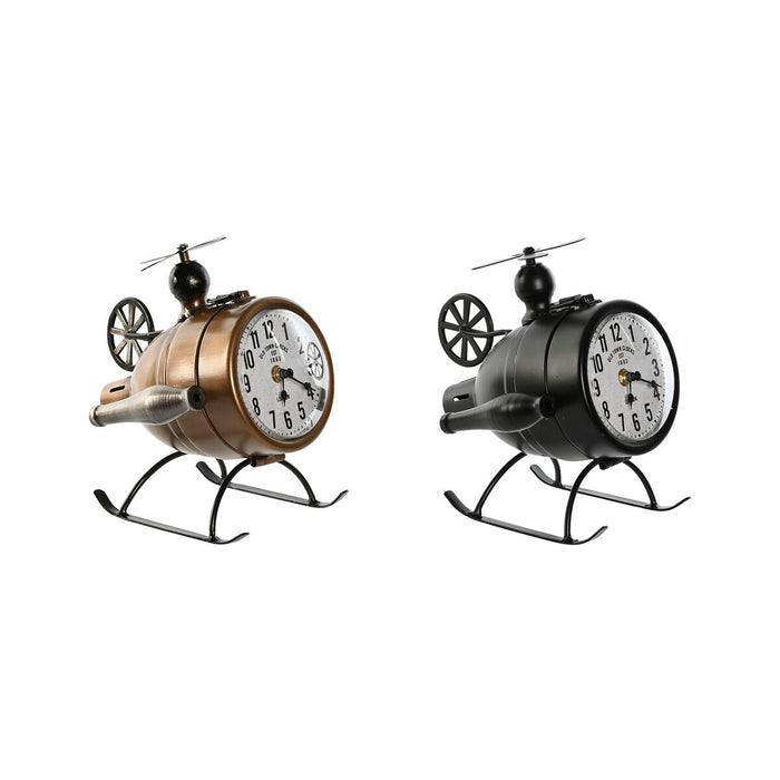 Tafelklok Home ESPRIT Zwart Gouden Loft Helicopter (2 Stuks)