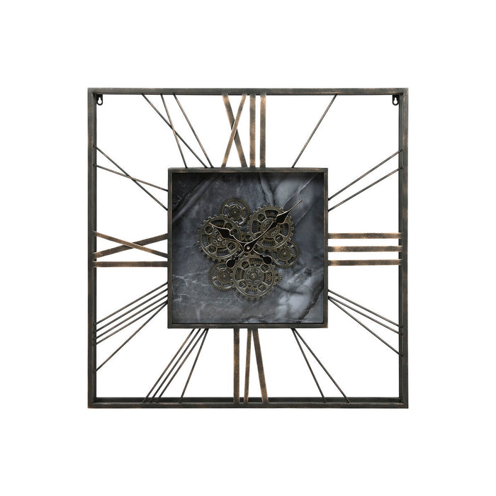 Muurklok Home ESPRIT Zwart Gouden Metaal Kristal 80 x 8 x 80 cm