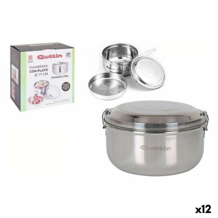 Ronde Lunchtrommel met Deksel Quttin Roestvrij staal Staal 17 cm (12 Stuks) (Ø 17 cm)