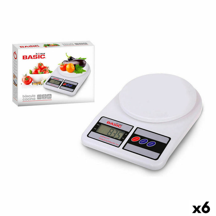keukenweegschaal Basic Home Digitaal 7 kg Wit 23 x 16 x 3,6 cm (6 Stuks)