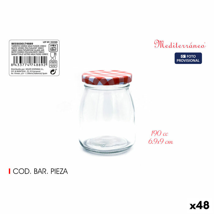 Glazen pot Mediterraneo Multifunctioneel 190 ml Glas (48 Stuks)