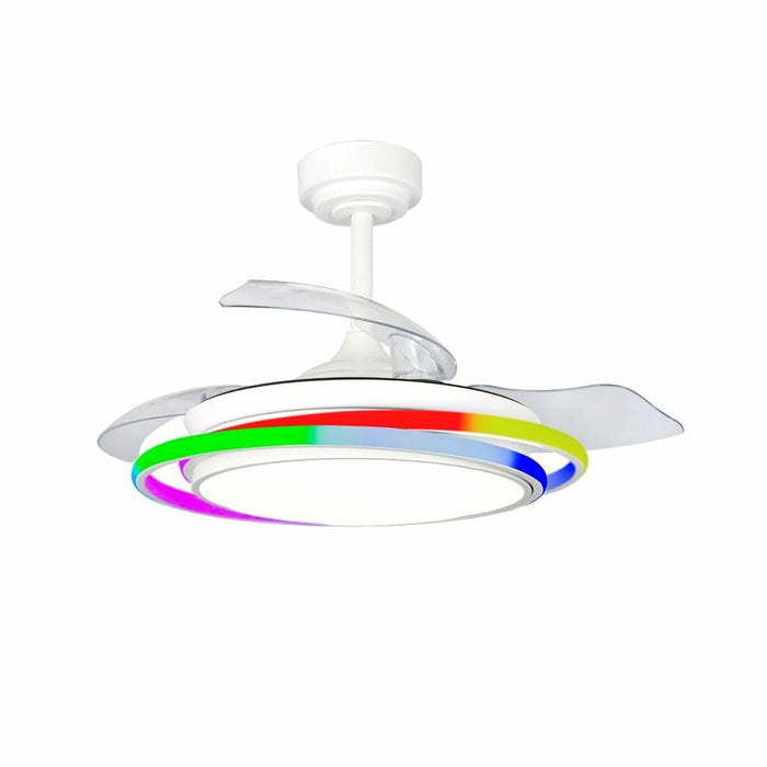 Plafondventilator CristalRecord ANTILA MINI RGB WH RETRAC Wit
