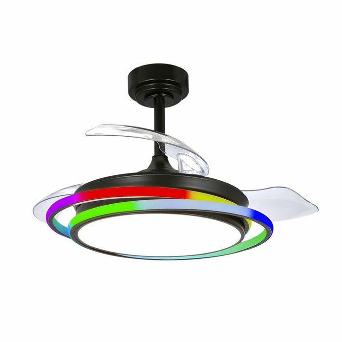 Plafondventilator CristalRecord ANTILA MINI RGB BK RETRAC Zwart