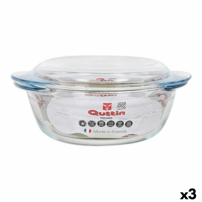 Kookpot met Deksel Quttin Glas 1,6 + 0,5 L (3 Stuks)