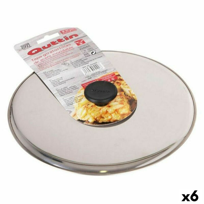 Tortilla flipdeksel Quttin 144881 Ø 27 cm 27 x 27 x 3 cm Roestvrij staal (6 Stuks)