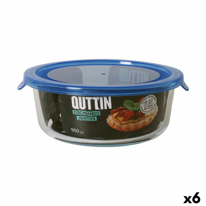 Ronde Lunchtrommel met Deksel Quttin   Blauw 900 ml (6 Stuks)