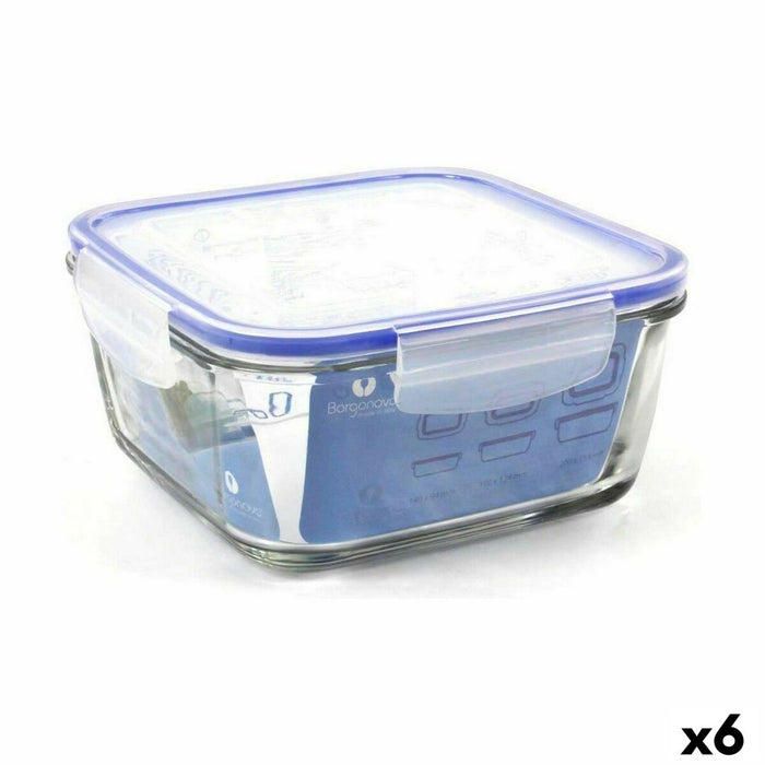 Hermetische Lunchtrommel Borgonovo Superblock Vierkant 18 x 18 x 8,5 cm (6 Stuks)