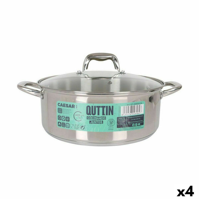 Kookpot met Glazen Deksel Quttin Caesar Staal Ø 28 x 11 cm (4 Stuks)