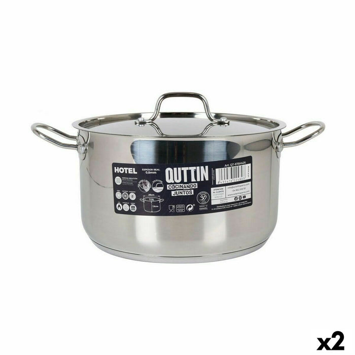 Casserolepan met deksel Quttin Hotel Staal ø 26 x 15 cm (2 Stuks)