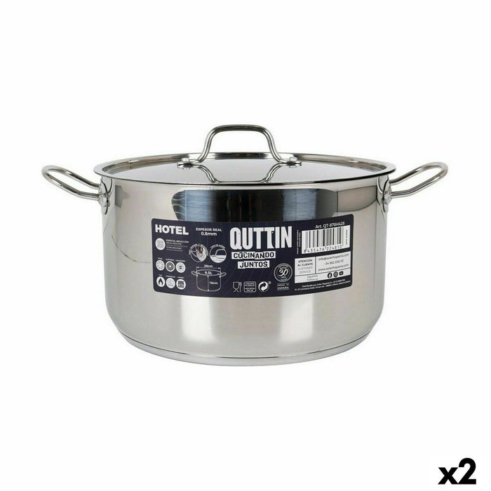 Casserolepan met deksel Quttin Hotel Staal ø 28 x 16 cm (2 Stuks)