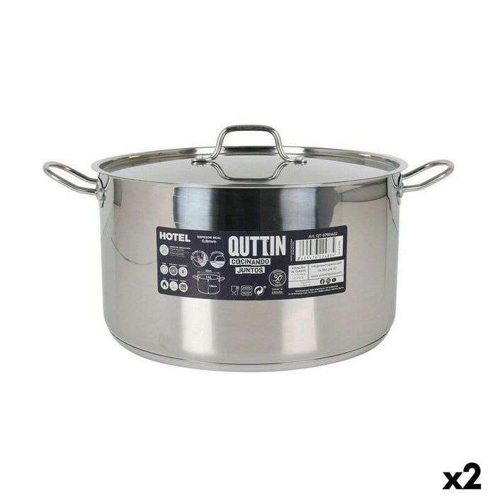 Casserolepan met deksel Quttin Hotel Staal ø 32 x 18 cm (2 Stuks)