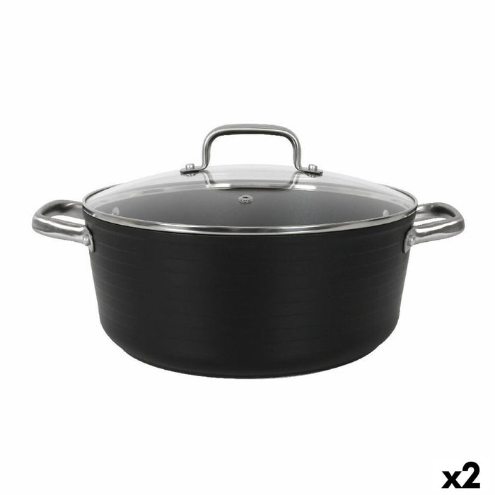 Kookpot met Glazen Deksel Quttin Spiral Ø 28 cm Gehard aluminium (2 Stuks)
