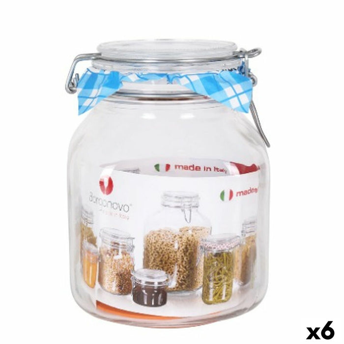Blik Borgonovo Hermetisch Transparant Kristal 2L 13 x 13 x 17,5 cm (6 Stuks)