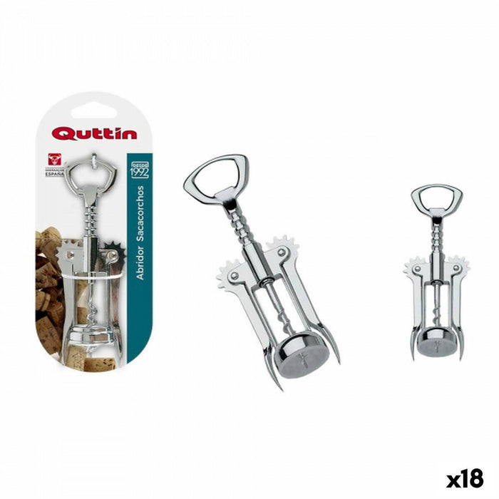 Flesopener met Kurkentrekker Quttin Roestvrij staal 16,5 cm (18 Stuks)