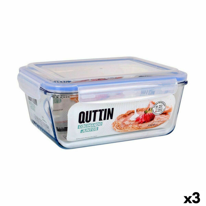 Hermetische Lunchtrommel Quttin   Rechthoekig 3,5 L (3 Stuks)