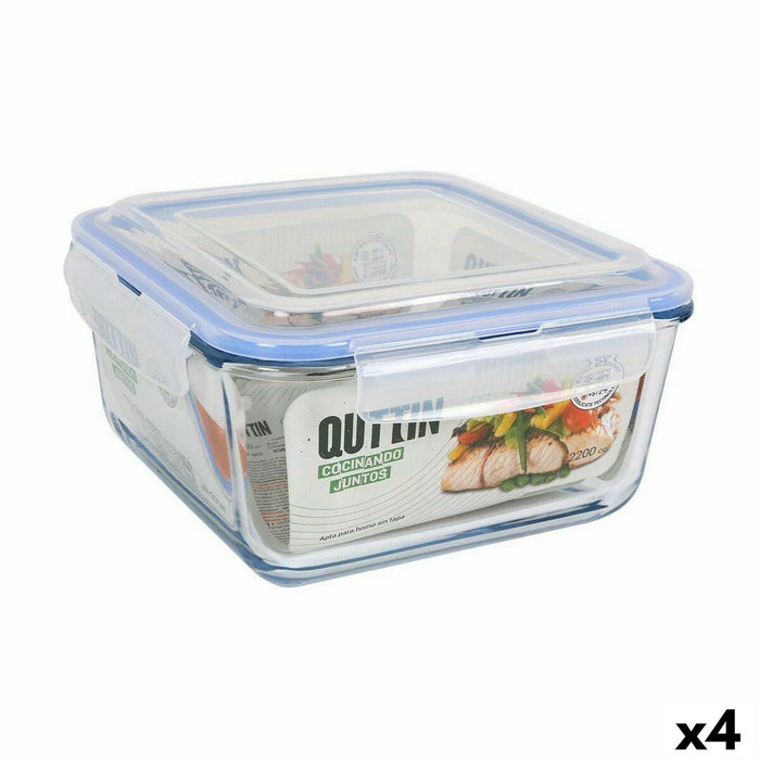 Hermetische Lunchtrommel Quttin   Vierkant 2,2 L (4 Stuks)
