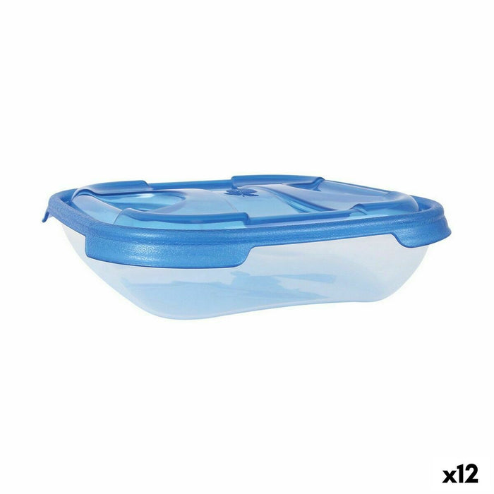 Set Lunchboxen Tontarelli Nuvola 500 ml Blauw Vierkant 4 Onderdelen (12 Stuks)