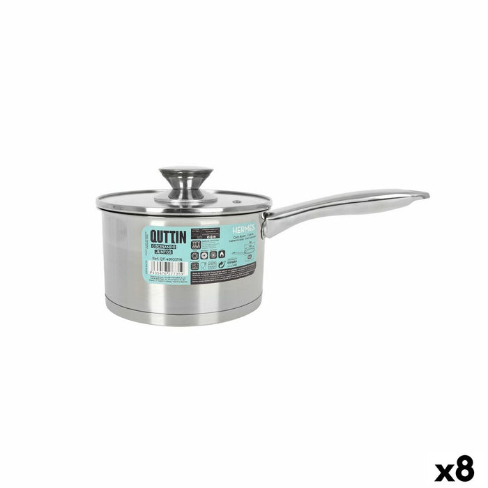 Sauspan met deksel Quttin Hermes 1,8 L Staal (8 Stuks)