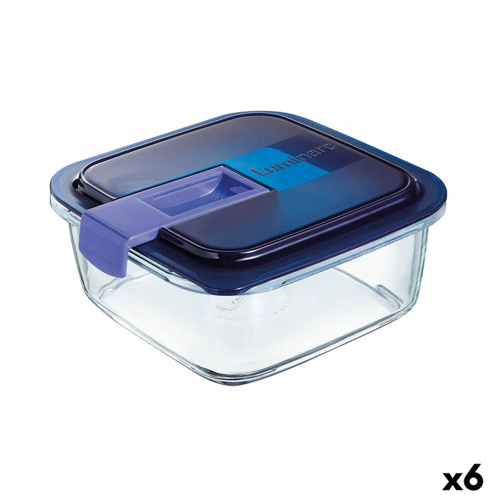 Hermetische Lunchtrommel Luminarc Easy Box Blauw Glas (6 Stuks) (1,22 L)